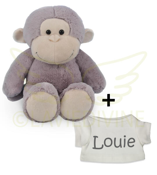 Knuffel aapje met gepersonaliseerd t-shirtje (klein)